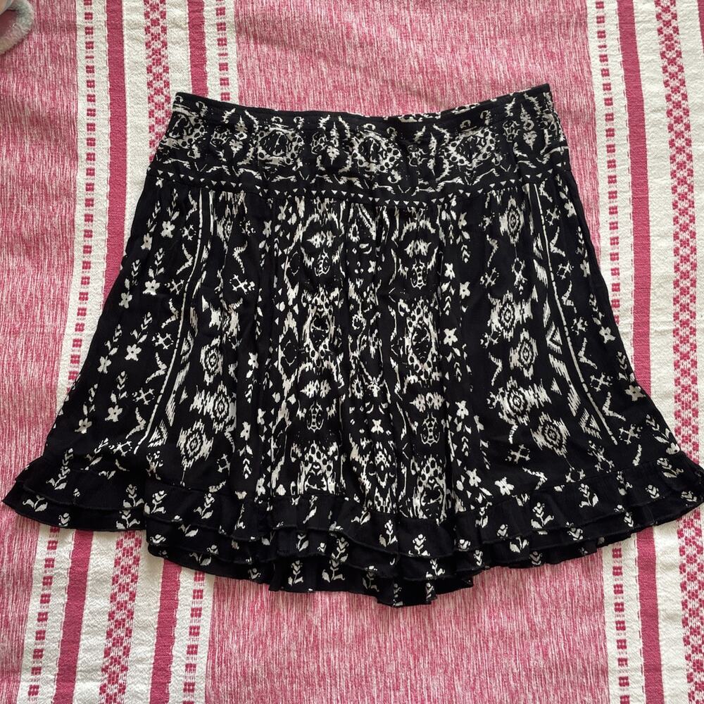 CB Established 1962 Pull-on Black White Peasant Rayon Skirt Petite XL